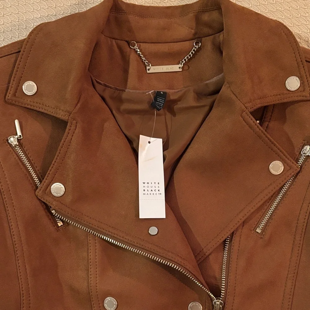 White House Black Market Tan Leather Jacket - Picture 1 of 6